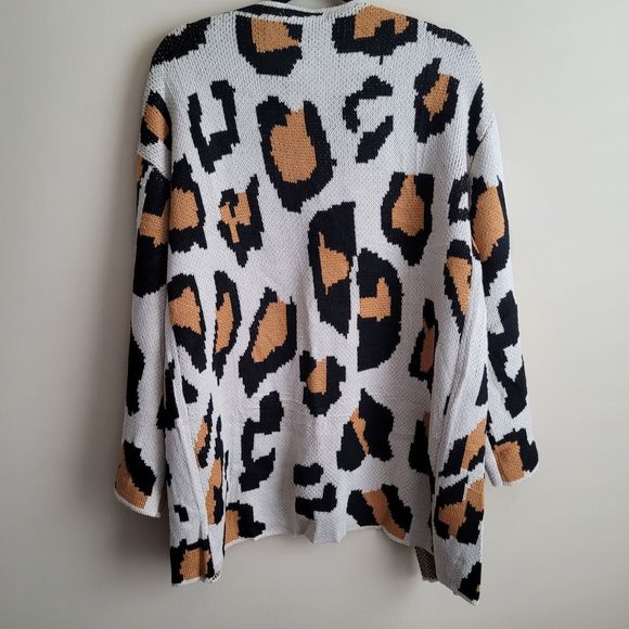 Ecowish Womens Cardigan Size Small Leopard Animal Print Knit Open Front Oversize - Picture 6 of 6